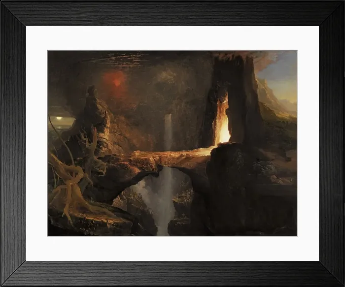 Framed Print : Expulsion. Moon and Firelight, 1828. Creator: Thomas Cole Framed Print : Expulsion. Moon and Firelight, 1828. Creator: Thomas Cole