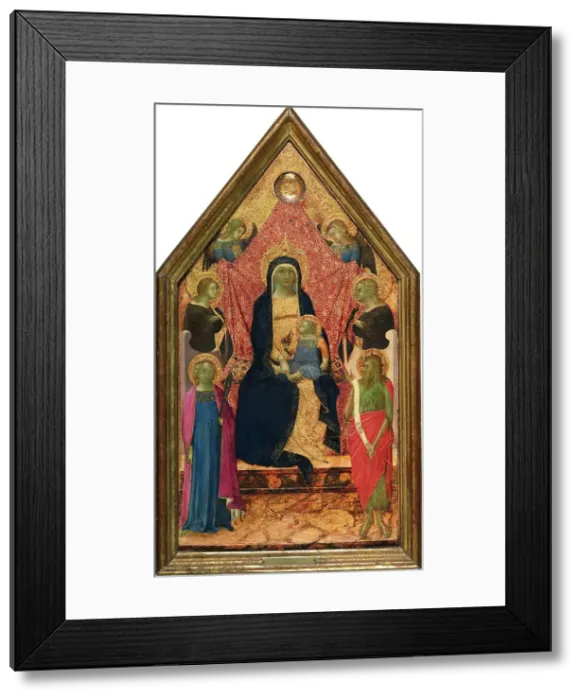 Framed Print : The Virgin and Child enthroned between four Angels, a Martyr Saint and Saint John the Baptist, 1340. Creator: Bartolommeo Bulgarini Framed Print : The Virgin and Child enthroned between four Angels, a Martyr Saint and Saint John the Baptist, 1340. Creator: Bartolommeo Bulgarini