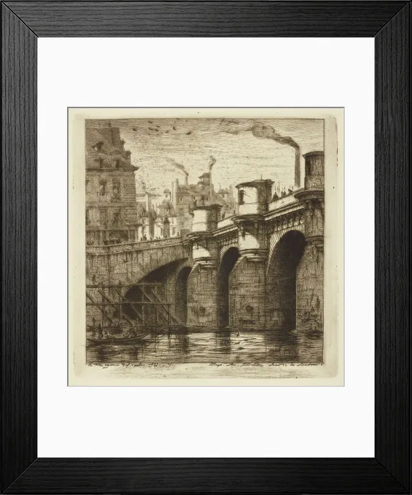 Framed Print : Le Pont-Neuf, 1853. Creator: Charles Meryon Framed Print : Le Pont-Neuf, 1853. Creator: Charles Meryon