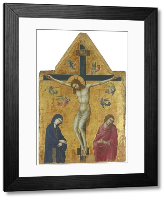 Framed Print : The Crucifixion with the Virgin, Saint John and Angels, 1330. Creator: Ugolino da Siena Framed Print : The Crucifixion with the Virgin, Saint John and Angels, 1330. Creator: Ugolino da Siena