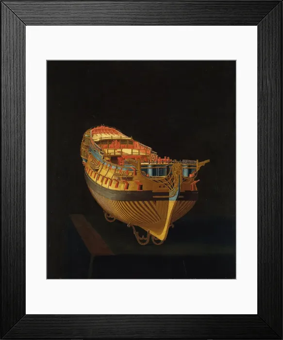 Framed Print : Model of a Ship, Bow View, 1740. Creator: Anon Framed Print : Model of a Ship, Bow View, 1740. Creator: Anon