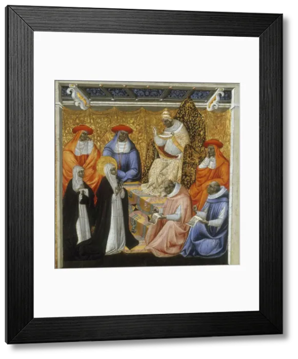 Framed Print : St. Catherine before the Pope at Avignon, 1460. Creator: Giovanni di Paolo Framed Print : St. Catherine before the Pope at Avignon, 1460. Creator: Giovanni di Paolo