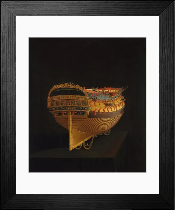 Framed Print : Model of a Ship, Stern View, 1740. Creator: Anon Framed Print : Model of a Ship, Stern View, 1740. Creator: Anon