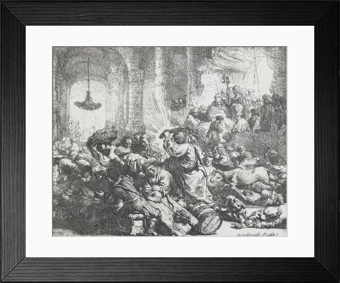 Framed Print : Christ driving the money changers from the Temple, 1635. Creator: Rembrandt Harmensz van Rijn Framed Print : Christ driving the money changers from the Temple, 1635. Creator: Rembrandt Harmensz van Rijn