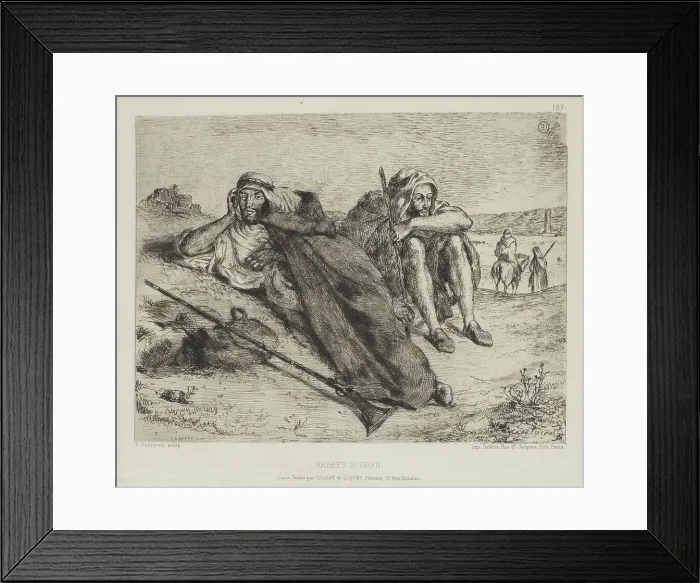 Framed Print : Eaux-Fortes Modernes. Plate 197. Arabes d'Oran (Arabs of Oran), 1833. Creator: Eugene Delacroix Framed Print : Eaux-Fortes Modernes. Plate 197. Arabes d'Oran (Arabs of Oran), 1833. Creator: Eugene Delacroix