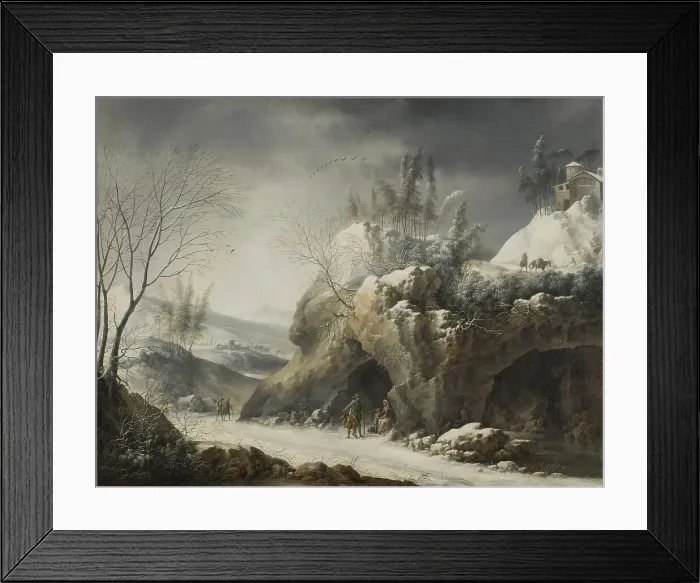 Framed Print : Winter Landscape with a Peasant Family, 1750. Creator: Francesco Foschi