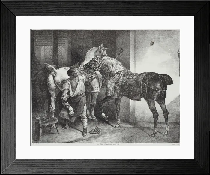 Framed Print : Le maréchal anglais (The English blacksmith). From Études de chevaux, Grands chevaux'... 1822. Creator: Theodore Gericault Framed Print : Le maréchal anglais (The English blacksmith). From Études de chevaux, Grands chevaux'... 1822. Creator: Theodore Gericault