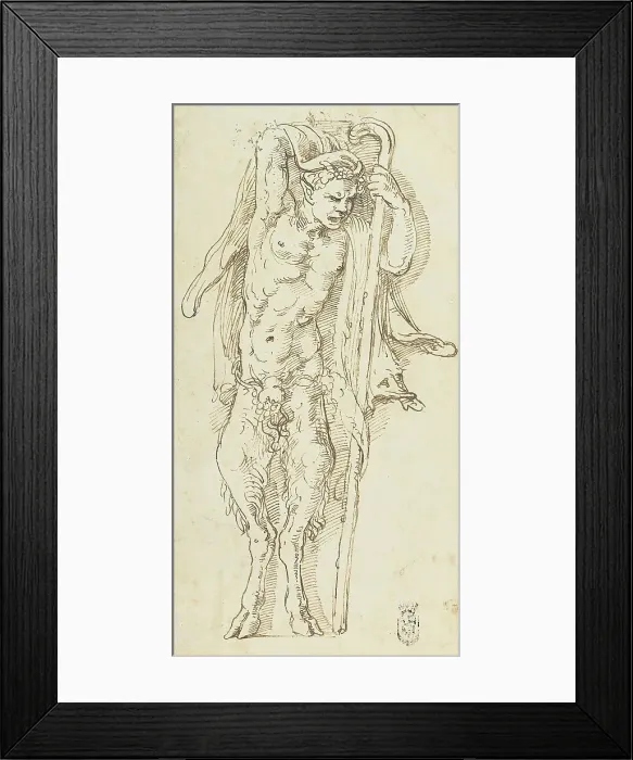 Framed Print : A Satyr, 1527. Creator: Giulio Romano Framed Print : A Satyr, 1527. Creator: Giulio Romano