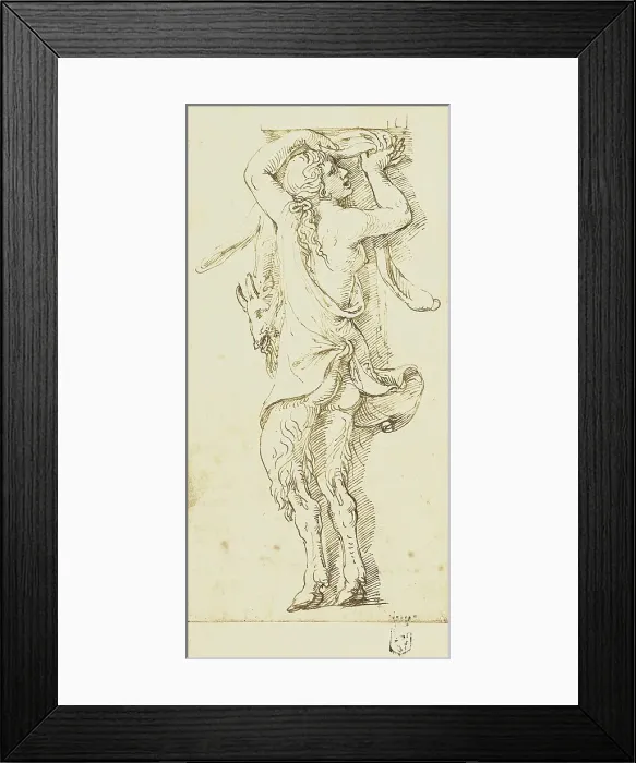Framed Print : A Female Satyr, 1527. Creator: Giulio Romano
