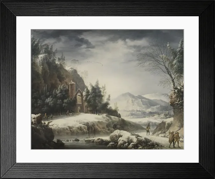 Framed Print : Winter Landscape with Figures, 1750. Creator: Francesco Foschi Framed Print : Winter Landscape with Figures, 1750. Creator: Francesco Foschi