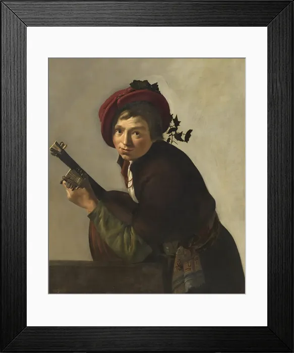 Framed Print : Young Man Playing a Theorbo, 1642. Creator: Gerrit van Bronchorst Framed Print : Young Man Playing a Theorbo, 1642. Creator: Gerrit van Bronchorst