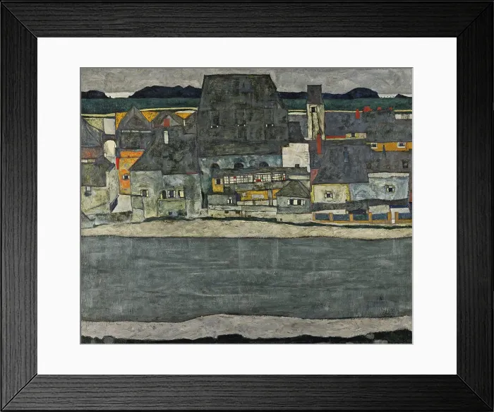 Framed Print : Houses on the River (The Old Town), 1914. Creator: Egon Schiele Framed Print : Houses on the River (The Old Town), 1914. Creator: Egon Schiele