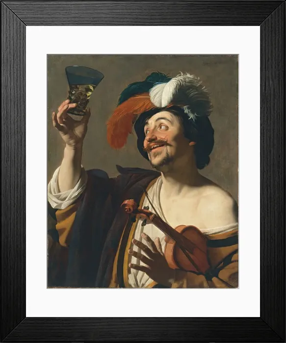 Framed Print : The happy Violinist, 1624. Creator: Gerrit van Honthorst Framed Print : The happy Violinist, 1624. Creator: Gerrit van Honthorst