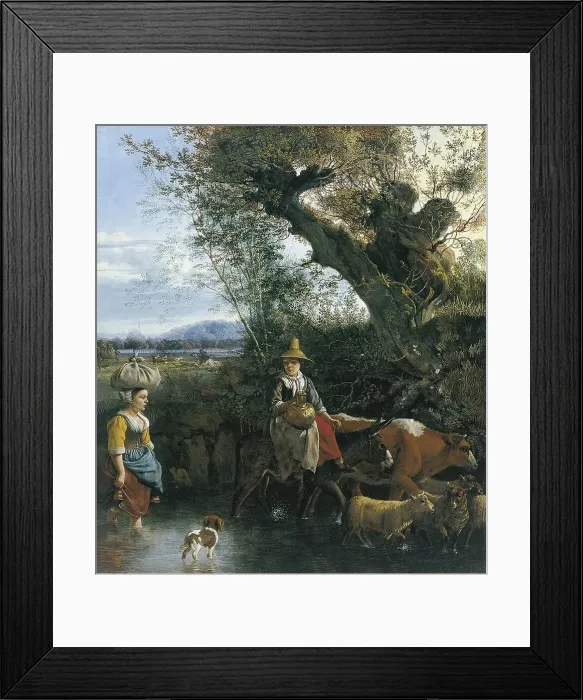 Framed Print : The Ford, 1672. Creator: Jan Siberechts Framed Print : The Ford, 1672. Creator: Jan Siberechts