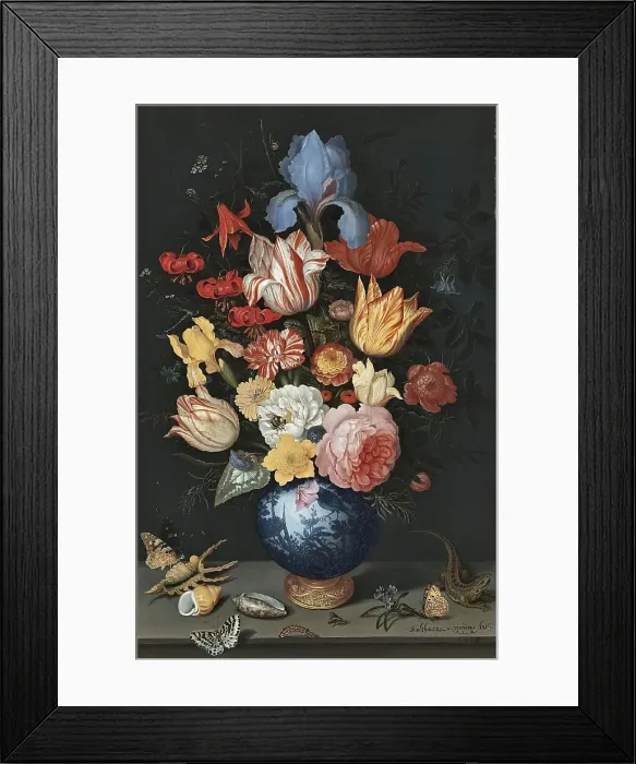 Framed Print : Chinese Vase with Flowers, Shells and Insects, 1628. Creator: Balthasar van der Ast Framed Print : Chinese Vase with Flowers, Shells and Insects, 1628. Creator: Balthasar van der Ast