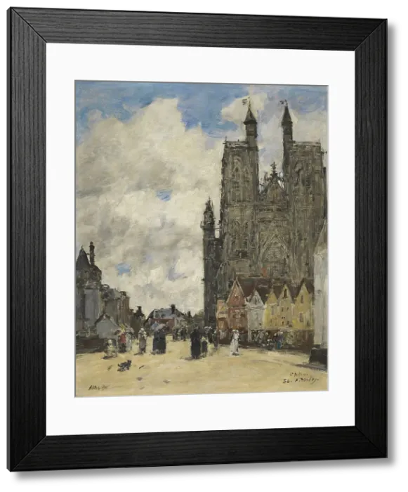 Framed Print : The Square of the Church of Saint Vulfran in Abbeville, 1884. Creator: Eugene Louis Boudin Framed Print : The Square of the Church of Saint Vulfran in Abbeville, 1884. Creator: Eugene Louis Boudin