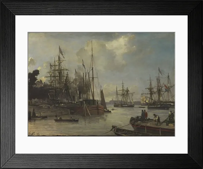 Framed Print : A View of the Harbour, Rotterdam, 1856. Creator: Johan Barthold Jongkind Framed Print : A View of the Harbour, Rotterdam, 1856. Creator: Johan Barthold Jongkind