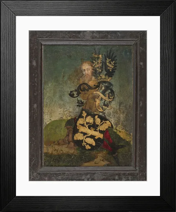 Framed Print : Figure with Coat-of-arms (verso), 1487. Creator: Wolfgang Beurer Framed Print : Figure with Coat-of-arms (verso), 1487. Creator: Wolfgang Beurer
