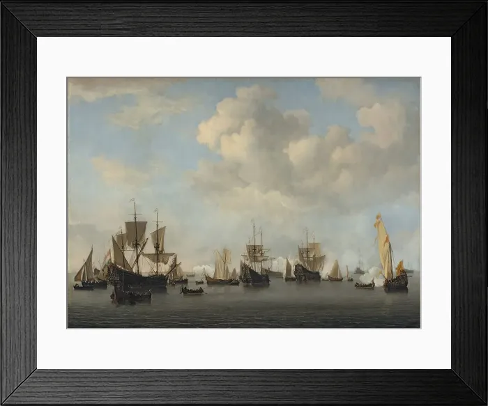 Framed Print : The Dutch Fleet in the Goeree Roads, 1672. Creator: Willem van de Velde the Younger