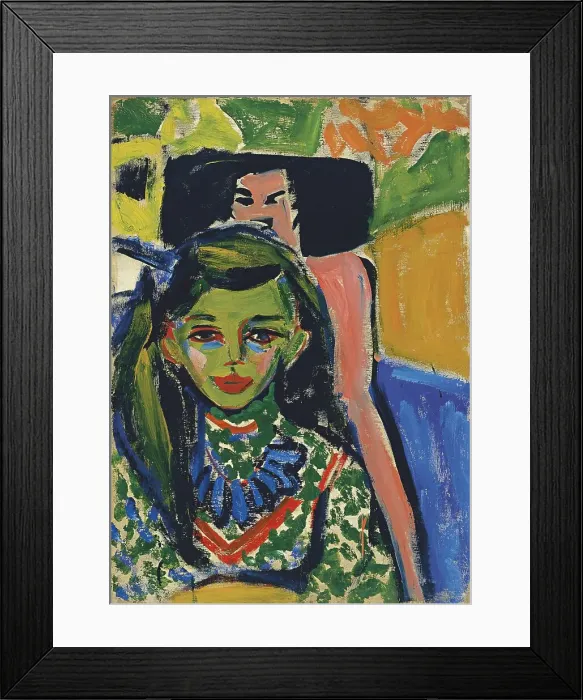 Framed Print : Fränzi in front of Carved Chair, 1910. Creator: Ernst Kirchner Framed Print : Fränzi in front of Carved Chair, 1910. Creator: Ernst Kirchner