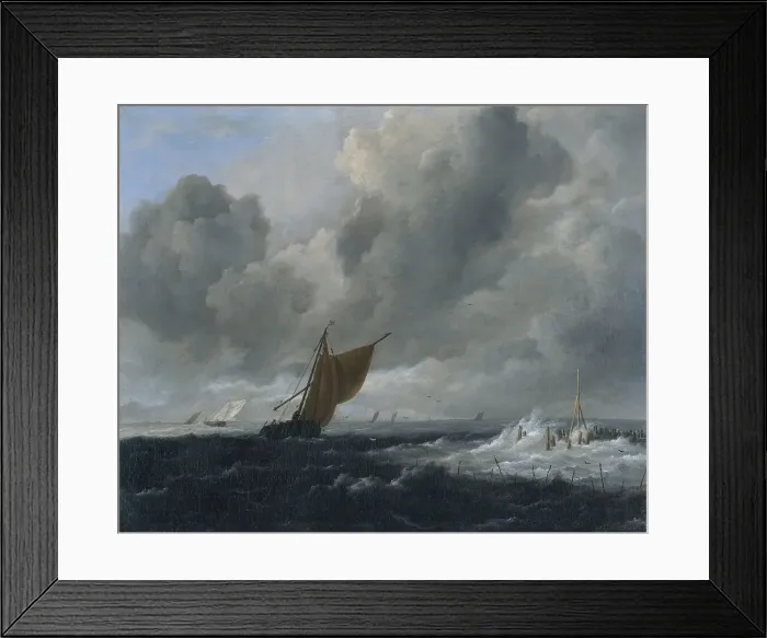 Framed Print : Stormy Sea with Sailing Vessels, 1668. Creator: Jacob van Ruisdael Framed Print : Stormy Sea with Sailing Vessels, 1668. Creator: Jacob van Ruisdael
