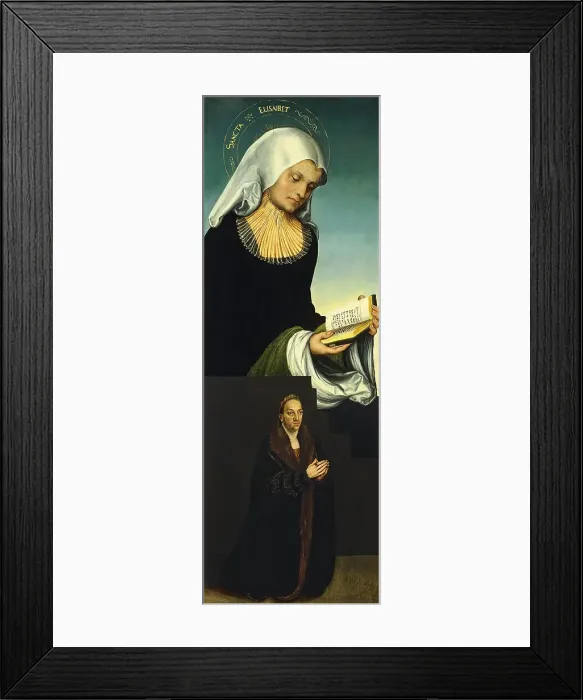 Framed Print : Saint Elisabeth with Duke George of Saxony as Donor (Interior left wing), 1514. Creator: Lucas Cranach the Elder Framed Print : Saint Elisabeth with Duke George of Saxony as Donor (Interior left wing), 1514. Creator: Lucas Cranach the Elder