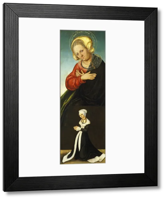 Framed Print : Saint Anne with the Duchess Barbara of Saxony as Donor (Interior right wing), 1514. Creator: Lucas Cranach the Elder Framed Print : Saint Anne with the Duchess Barbara of Saxony as Donor (Interior right wing), 1514. Creator: Lucas Cranach the Elder