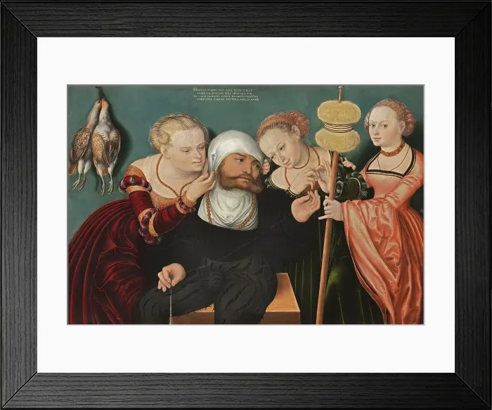 Framed Print : Hercules at the Court of Omphale, 1537. Creators: Hans Cranach, Lucas Cranach the Elder Framed Print : Hercules at the Court of Omphale, 1537. Creators: Hans Cranach, Lucas Cranach the Elder