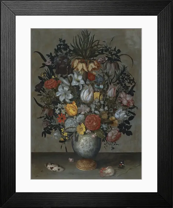 Framed Print : Chinese Vase with Flowers, Shell and Insects, 1609. Creator: Ambrosius Bosschaert the Elder Framed Print : Chinese Vase with Flowers, Shell and Insects, 1609. Creator: Ambrosius Bosschaert the Elder