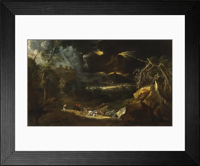 Framed Print : Landscape with a Storm, 1701. Creator: Marco Ricci Framed Print : Landscape with a Storm, 1701. Creator: Marco Ricci
