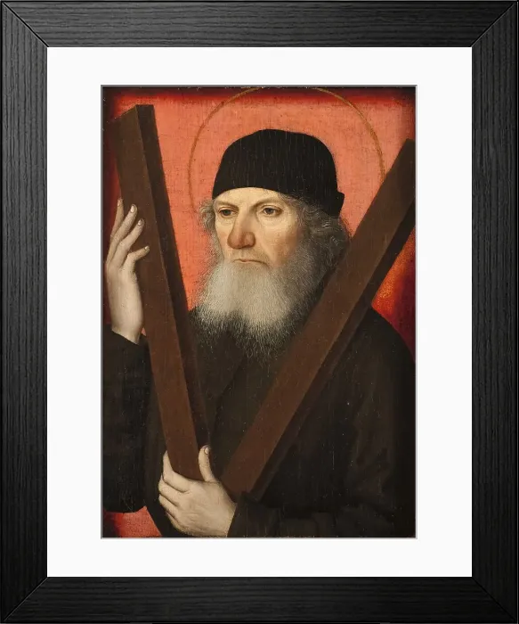 Framed Print : Portrait of a Man as Saint Andrew (recto), 1480. Creator: Master of the Magdalen Legend Framed Print : Portrait of a Man as Saint Andrew (recto), 1480. Creator: Master of the Magdalen Legend