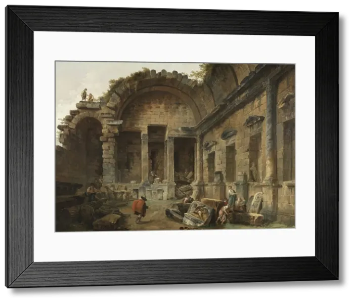 Framed Print : Interior of the Temple of Diana at Nimes, unknown date. Creator: Hubert Robert Framed Print : Interior of the Temple of Diana at Nimes, unknown date. Creator: Hubert Robert