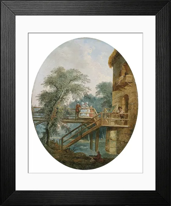 Framed Print : The Foot-Bridge, 1775. Creator: Hubert Robert Framed Print : The Foot-Bridge, 1775. Creator: Hubert Robert