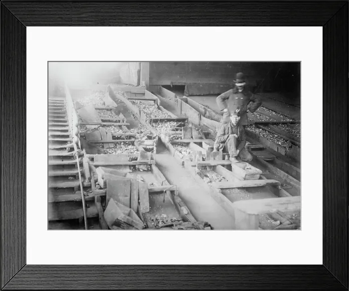 Framed Print : Miners among coal boxes, S. Wilkes-Barre, PA. 1912. Creator: Bain News Service Framed Print : Miners among coal boxes, S. Wilkes-Barre, PA. 1912. Creator: Bain News Service