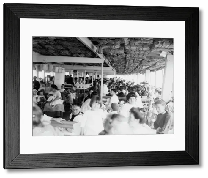 Framed Print : Hospital boat, mothers and children on upper deck, 1910. Creator: Bain News Service Framed Print : Hospital boat, mothers and children on upper deck, 1910. Creator: Bain News Service
