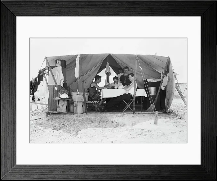 Framed Print : Tent City, Rockaway [card game], 1910. Creator: Bain News Service