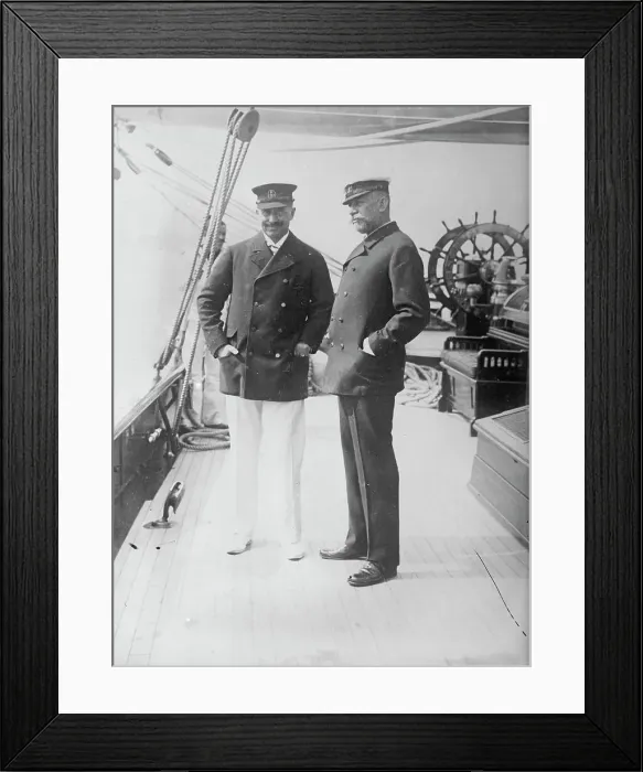 Framed Print : Kaiser and Prince of Monaco on boat Meteor, 1913. Creator: Bain News Service Framed Print : Kaiser and Prince of Monaco on boat Meteor, 1913. Creator: Bain News Service