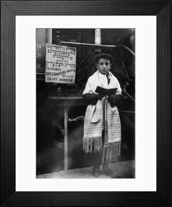 Framed Print : Jew[ish] New Year - boy in prayer shawl, 1911. Creator: Bain News Service