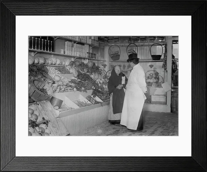 Framed Print : Meat boycott - some vegetables please, NYC market, 1910. Creator: Bain News Service Framed Print : Meat boycott - some vegetables please, NYC market, 1910. Creator: Bain News Service