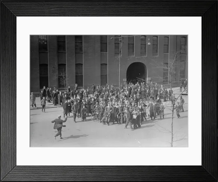Framed Print : Employees of the Baldwin Locomotive works standing outside bldg. Philadelphia, 1910. Creator: Bain News Service Framed Print : Employees of the Baldwin Locomotive works standing outside bldg. Philadelphia, 1910. Creator: Bain News Service