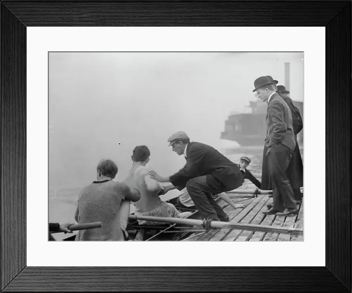Framed Print : Rice, coach of Columbia Varsity crew team instructing, 1910. Creator: Bain News Service Framed Print : Rice, coach of Columbia Varsity crew team instructing, 1910. Creator: Bain News Service