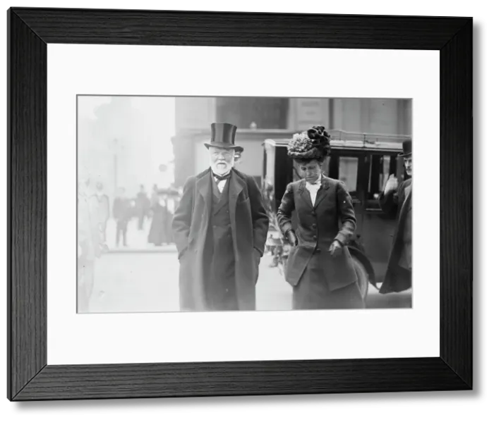 Framed Print : Mr. and Mrs. Andrew Carnegie on street, 1910. Creator: Bain News Service Framed Print : Mr. and Mrs. Andrew Carnegie on street, 1910. Creator: Bain News Service