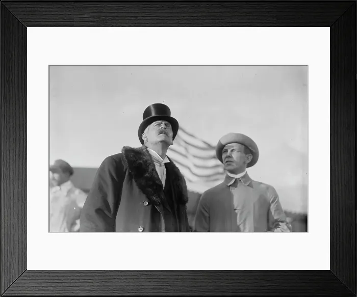 Framed Print : W. Wellman with unidentified gentleman at aviation meet, 1910. Creator: Bain News Service Framed Print : W. Wellman with unidentified gentleman at aviation meet, 1910. Creator: Bain News Service