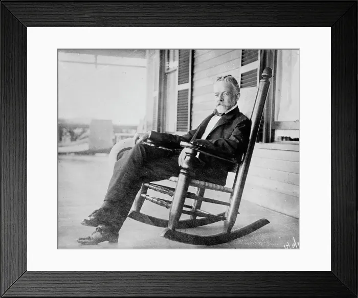 Framed Print : Sen. H.C. Lodge in rocker on porch, 1910. Creator: Bain News Service Framed Print : Sen. H.C. Lodge in rocker on porch, 1910. Creator: Bain News Service