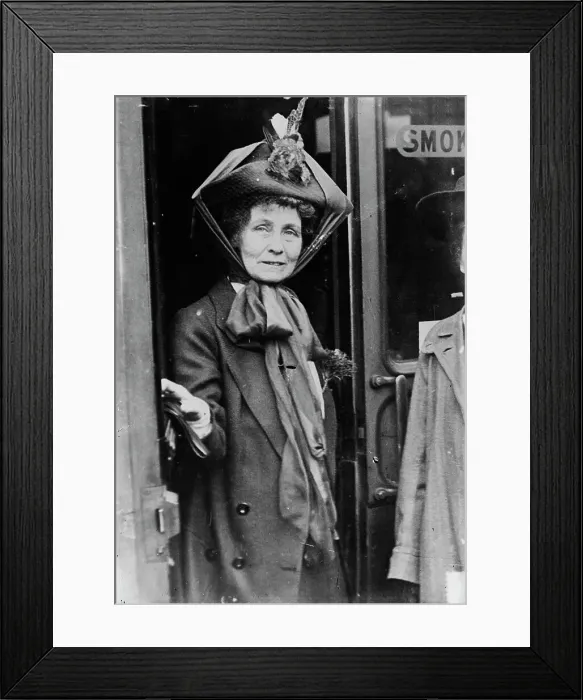 Framed Print : Mrs. Pankhurst in doorway, 1913. Creator: Bain News Service Framed Print : Mrs. Pankhurst in doorway, 1913. Creator: Bain News Service