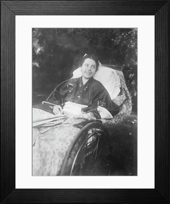 Framed Print : Marjorie Mahr in wheel chair, 1910. Creator: Bain News Service Framed Print : Marjorie Mahr in wheel chair, 1910. Creator: Bain News Service