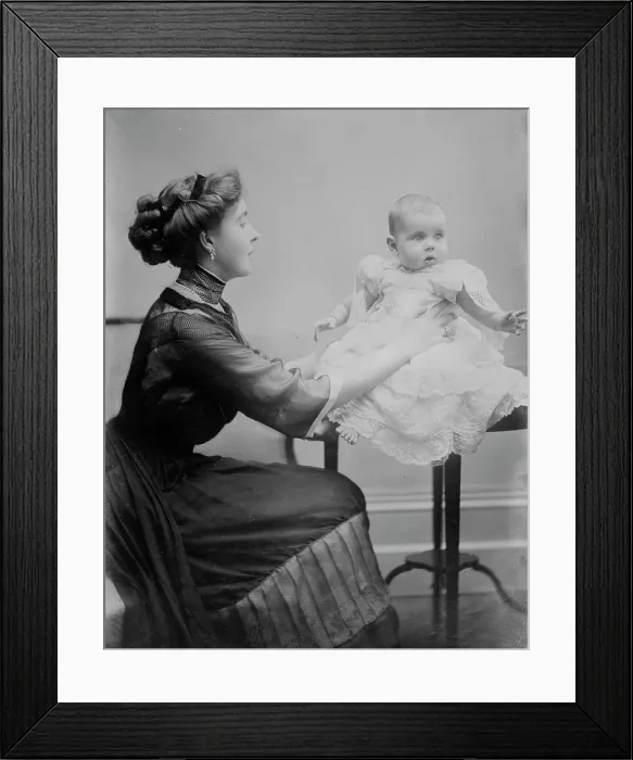 Framed Print : Crown Princess of Sweden holding her child, 1910. Creator: Bain News Service Framed Print : Crown Princess of Sweden holding her child, 1910. Creator: Bain News Service