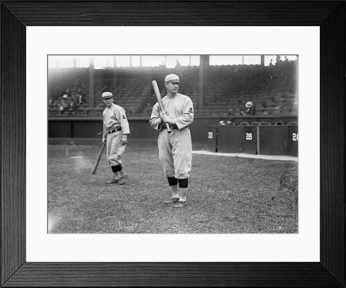 Framed Print : Roger Bresnahan, St. Louis, NL, Miller Huggins in background (baseball), c1911. Creator: Bain News Service Framed Print : Roger Bresnahan, St. Louis, NL, Miller Huggins in background (baseball), c1911. Creator: Bain News Service