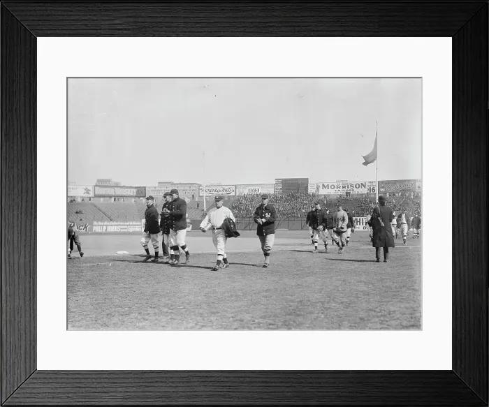 Framed Print : Giants walk onto field; John McGraw leads, New York, NL (baseball), 1911. Creator: Bain News Service Framed Print : Giants walk onto field; John McGraw leads, New York, NL (baseball), 1911. Creator: Bain News Service
