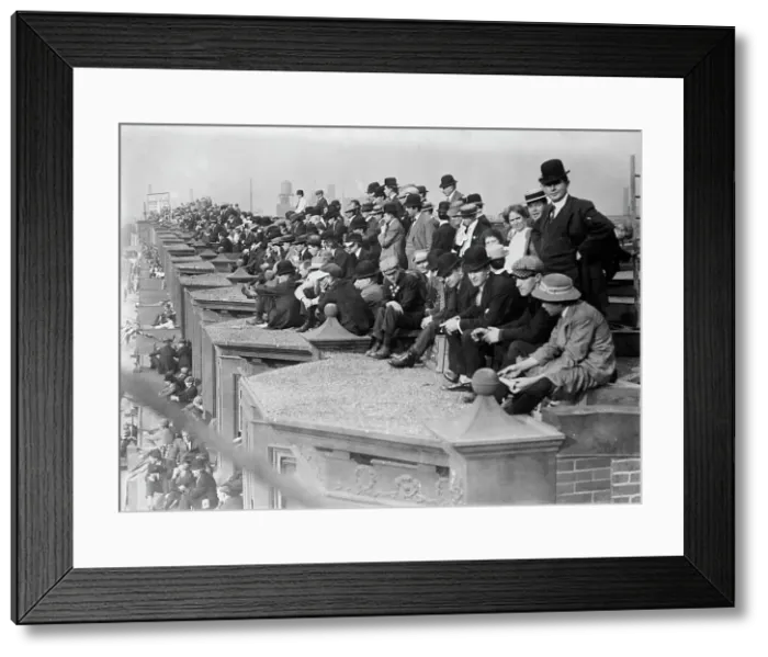 Framed Print : Watching Shibe Park, 1910. Creator: Bain News Service Framed Print : Watching Shibe Park, 1910. Creator: Bain News Service